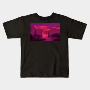 Alien Twilight Landscape Scifi Kids T-Shirt